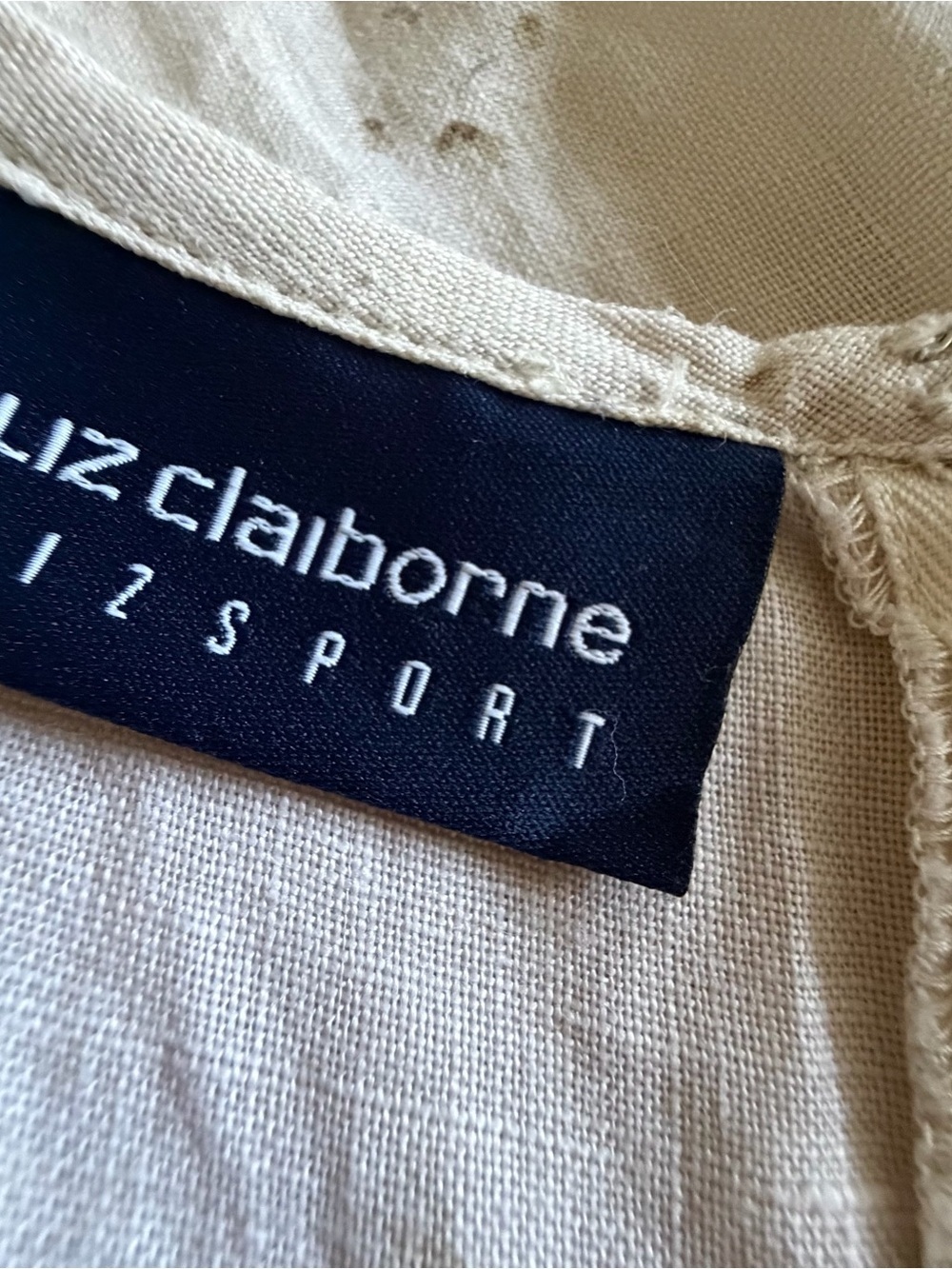 Liz Claiborne Dress Womens 14 Off White Floral Linen Short Sleeve Maxi Sundress - Picture 9 of 13